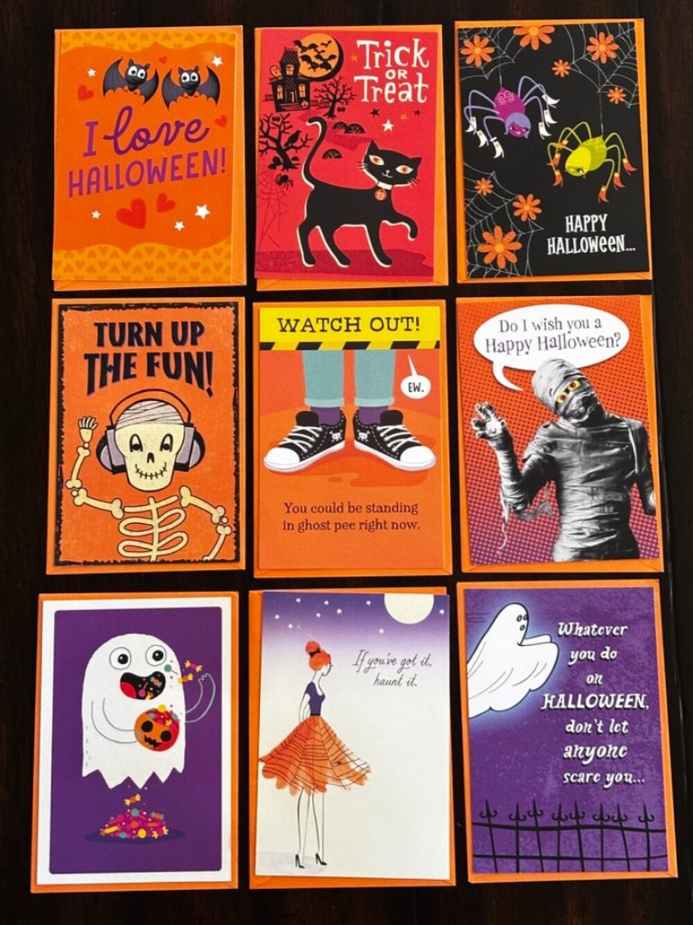 Hallmark Halloween Greeting Cards Lot of 9 Assorted Funny Cards with Envelopes